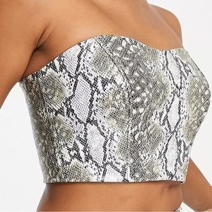 ASOS DESIGN Hourglass faux leather corset in snake print - part of a set